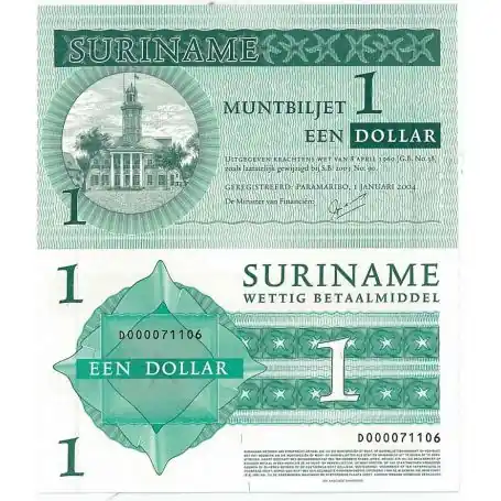 Billets banque Surinam Pk N° 155 - 1 Dollars Nouveauté