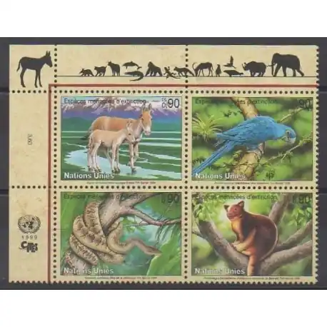 Nations Unies (ONU - Genève) - 1999 - No 389/392 - Espèces menacées - WWF Bon Marché