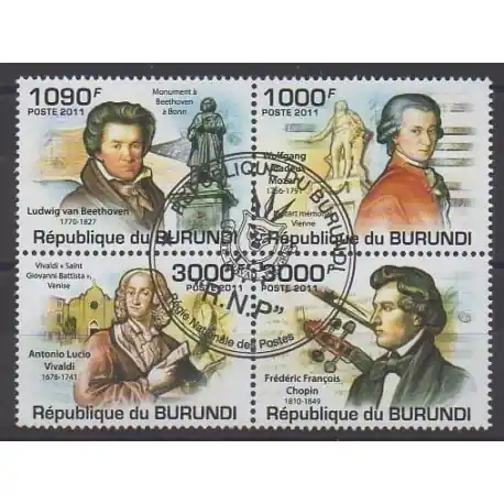 Burundi - 2011 - No 1273/1276 - Musique - Oblitérés Gros Lot