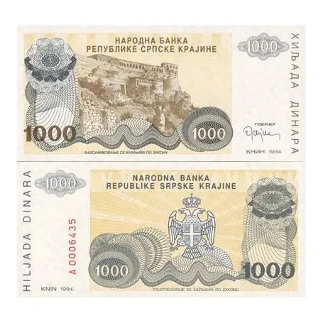 Achetez Aujourd’hui Billets banque Rep. Serbe de Krajina Pk N° 30 - 1000 Dinara
