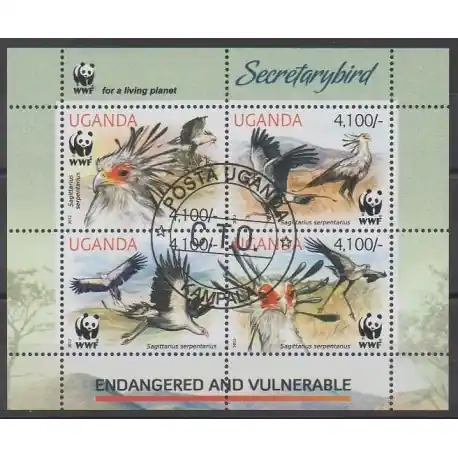 Ouganda - 2012 - No 2458/2461 - Oiseaux - Espèces menacées - WWF - Oblitérés Meilleur Prix