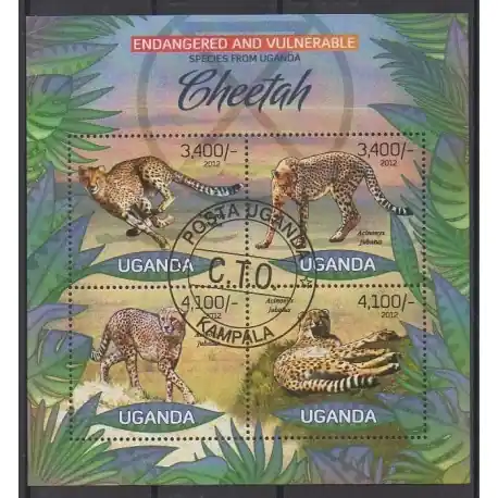 Ouganda - 2012 - No 2450/2453 - Mammifères - Espèces menacées - WWF - Oblitérés Original