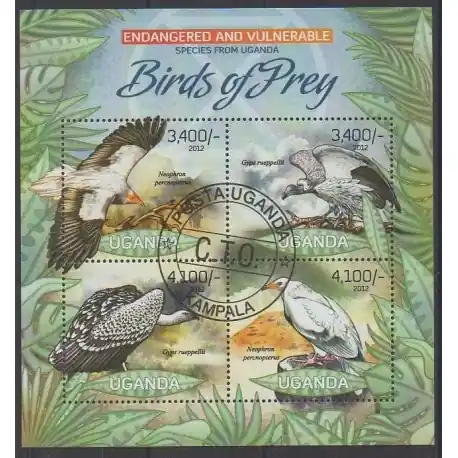 Ouganda - 2012 - No 2462/2465 - Oiseaux - Espèces menacées - WWF - Oblitérés Expédition Rapide