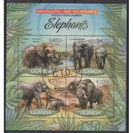 Usine Directe Ouganda - 2012 - No 2482/2485 - Mammifères - Espèces menacées - WWF - Oblitérés
