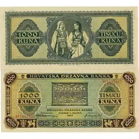 Billets banque Croatie Pk N° 12 - 1000 Kuna Seulement Aujourd’hui