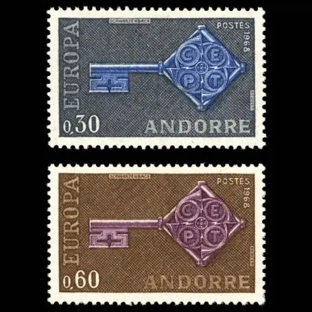 Certifié Europa 1968 Timbre Andorre N° 188 au N° 189 neuf sans charnière