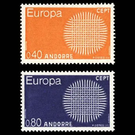 Acheter Direct Europa 1970 Timbre Andorre N° 202 au N° 203 neuf sans charnière