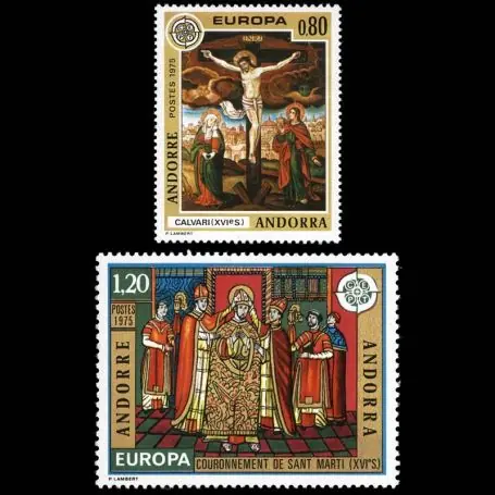 Livraison Mondiale Europa 1975 Timbre Andorre N° 243 au N° 244 neuf sans charnière