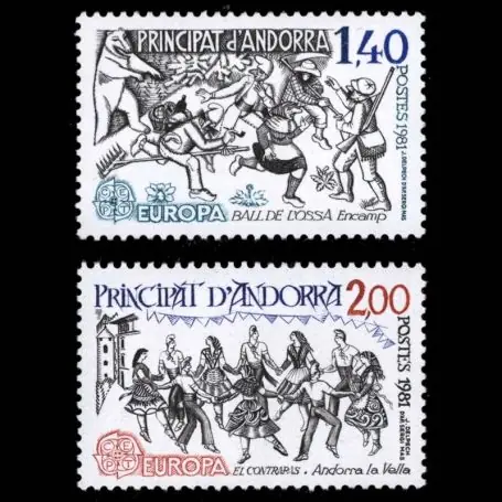 Authentique Europa 1981 Timbre Andorre N° 292 au N° 293 neuf sans charnière