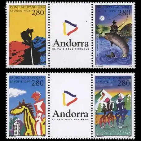 Top Qualité Timbre Andorre N° 450A au N° 450B neuf sans charnière