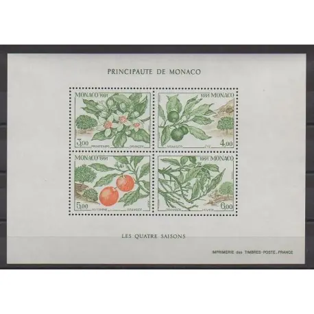 Monaco - Blocs et feuillets - 1991 - No BF54 - Fleurs - Fruits ou légumes Meilleure Vente