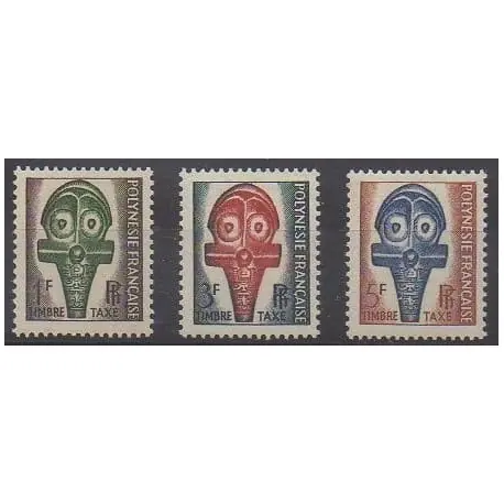 Polynésie - Timbres-Taxe - 1958 - No T1/T3 - Masques ou carnaval Expédition Rapide