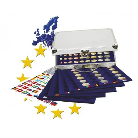 Numismate Mallette 30 séries Euros sous capsules Authentique
