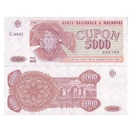Dernier Modèle Moldavie - Pk N° 4 - Billet de banque de 5000 Cupon