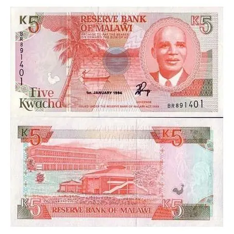 Promotion Malawi - Pk N° 24b - Billet de banque de 5 Kwacha