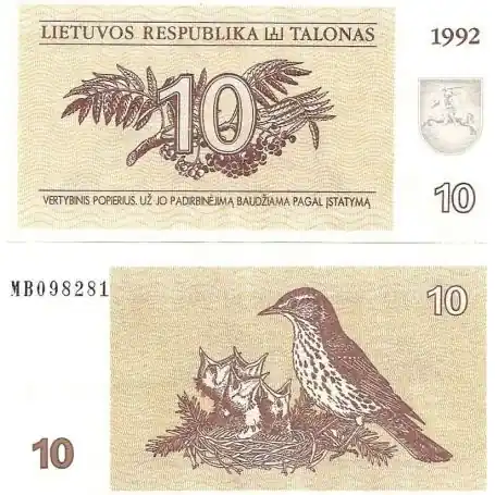 Lituanie - Pk N° 40 - Billet de banque de 10 Talonas Produit De Marque