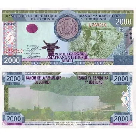 Affaire À Saisir Burundi - Pk N° 41 - Billet de banque de 2000 Francs