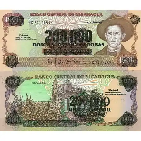 Meilleur Choix Nicaragua - Pk N° 162 - Billet de banque de 200000 sur 1000 Cordobas