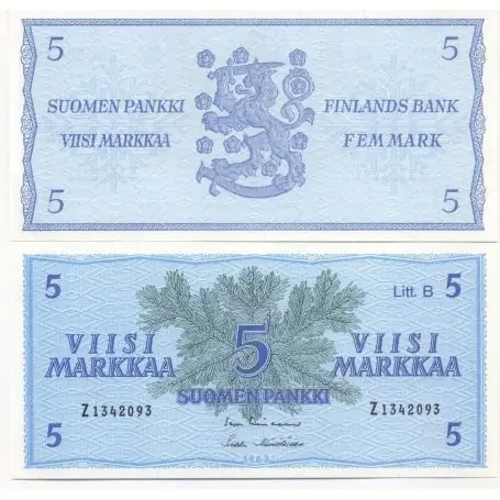 Prix Cassé Finlande - Pk N° 106A - Billet de banque de 5 Markka
