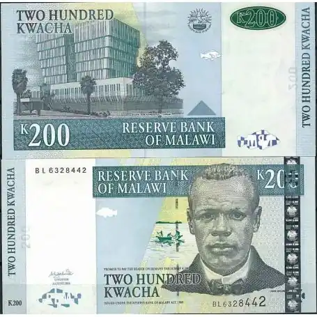 Malawi - Pk N° 47C - Billet de banque de 200 Kwacha Soldes