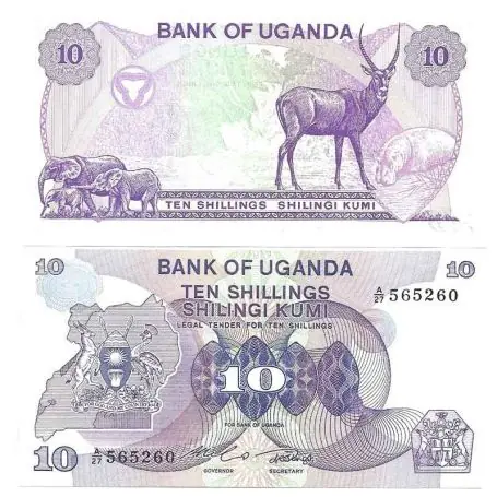 Dernier Modèle Ouganda - Pk N° 16 - Billet de banque de 10 Shillings