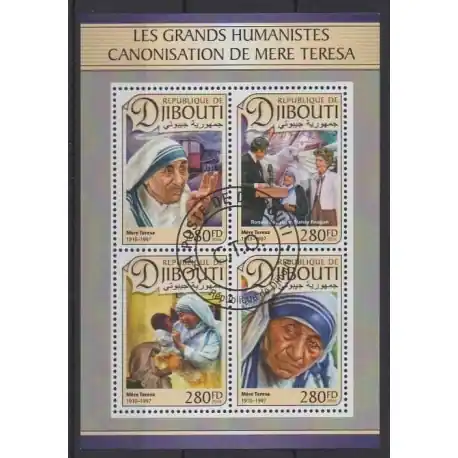 Bon Plan Djibouti - 2016 - No 1304/1307 - Célébrités - Religion - Oblitérés