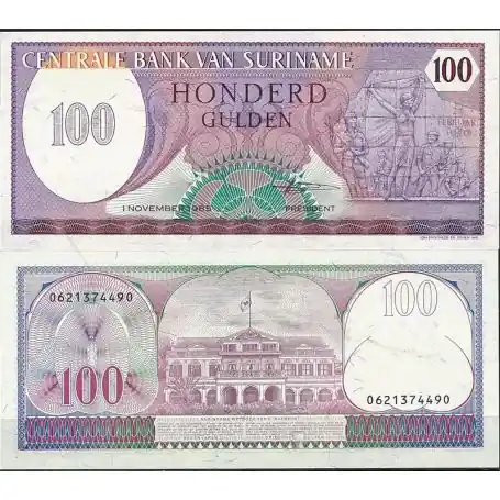Billet de banque Surinam Pk N° 128B - de 100 Gulden Prix Réduit