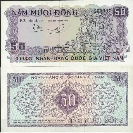 Fait Main Billet de banque Vietnam Sud Pk N° 17 - de 50 Dong