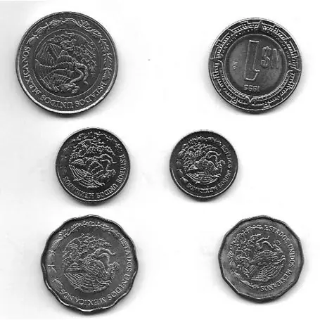 Mexique - Série de 6 pièces différentes Prix Bas