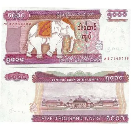 Prix Promo Billets de collection Myanmar Pk N° 81 - 5000 Kyat