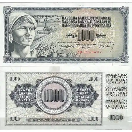 Billets de collection Yougoslavie Pk N° 86 - 1000 Dinara Vente Directe
