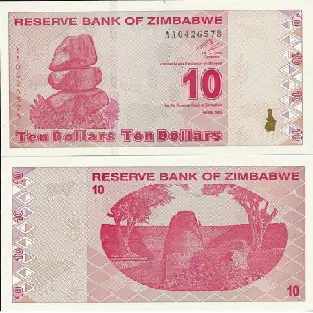 Meilleure Vente Billets de collection Zimbabwe Pk N° 94 - 10 Dollars