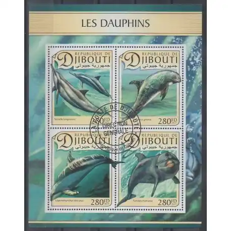 Prix Cassé Djibouti - 2017 - No 1380/1383 - Mammifères - Vie marine - Oblitérés