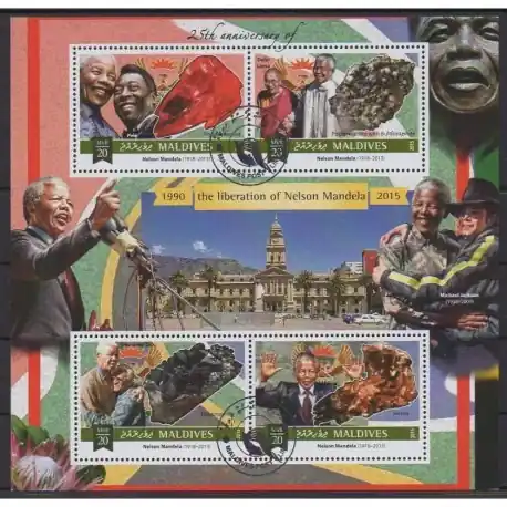 Maldives - 2015 - No 4973/4976 - Célébrités - Histoire - Minéraux - Oblitérés Meilleure Qualité