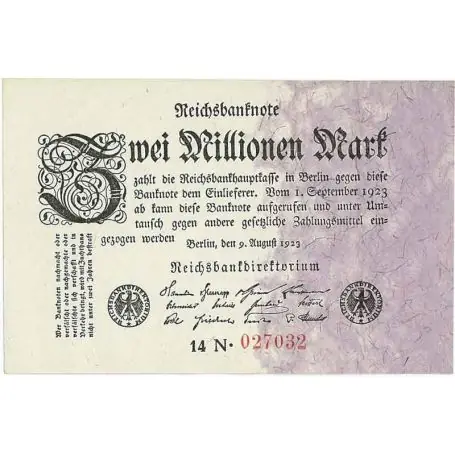 Prix Promo Billets de banque Allemagne Pk N° 103 - 2 Million Mark