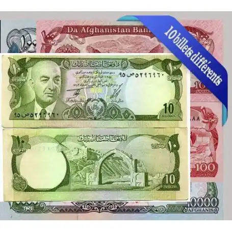 Afghanistan - Collection de 10 billets de banque tous différents. Original