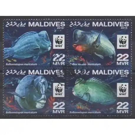 Acheter Direct Maldives - 2016 - No 5132/5135 - Vie marine - Espèces menacées - WWF - Oblitérés