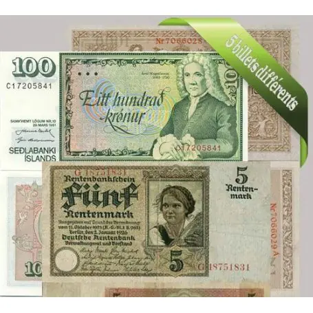 Allemagne - Collection de 5 billets de banque tous différents. Nouvelle Collection