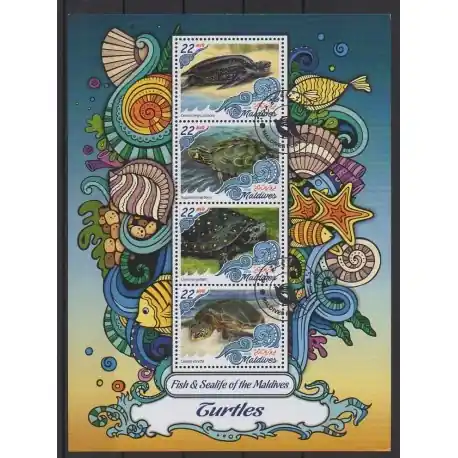 Certifié Maldives - 2016 - No 5476/5479 - Tortues - Oblitérés