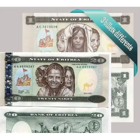 Offre Exclusive Belle collection de 3 billets de banque tous différents de Erythree