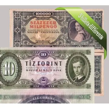 Haute Qualité Hongrie - Collection de 5 billets de banque tous différents.
