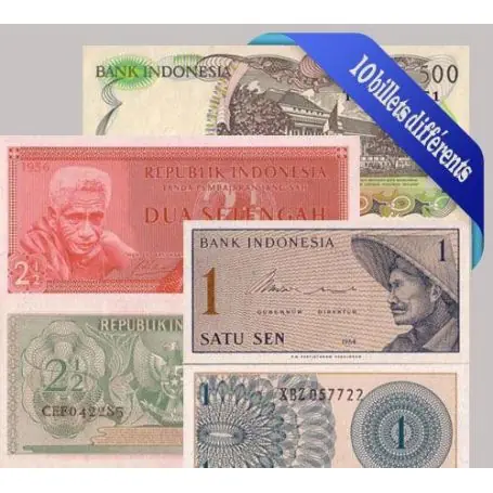 Indonesie - Collection de 10 billets de banque tous différents. Commande En Gros