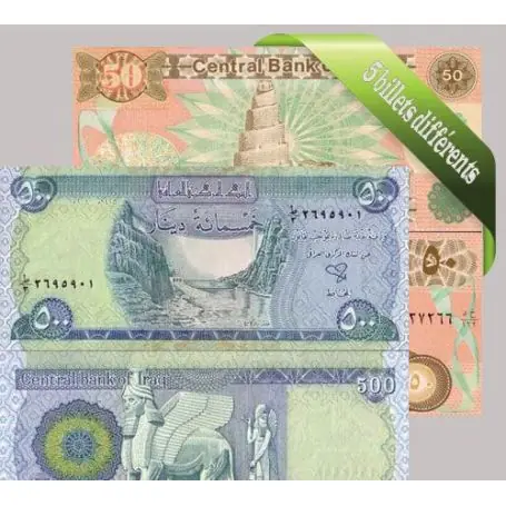Irak : Bel ensemble de 5 billets de banque de collection. Affaire À Saisir