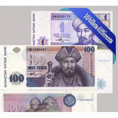 Original Belle collection de 10 billets de banque tous différents de Kazakhstan
