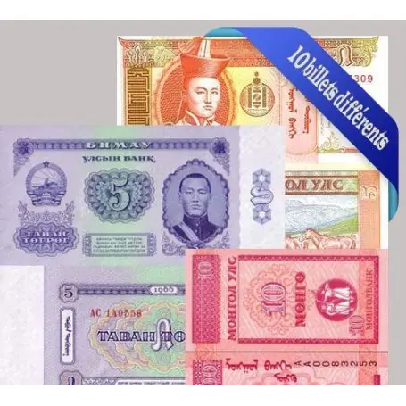 Must-Have Mongolie - Collection de 10 billets de banque tous différents.