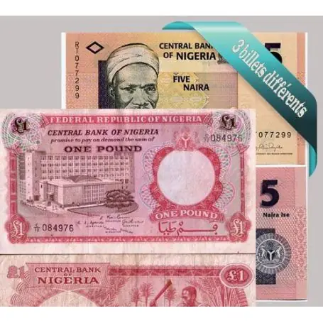 Nigeria : Bel ensemble de 3 billets de banque de collection. Édition Limitée