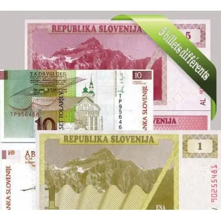 Expédié Aujourd’hui Slovenie : Bel ensemble de 5 billets de banque de collection.