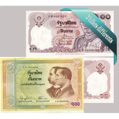 Thailande - Collection de 3 billets de banque tous différents. Offre Du Jour