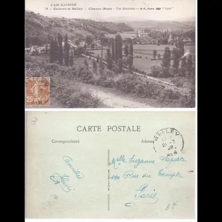 Carte postale 01 - Enirons de Belley - Chazey Bons - Vue generale - 1928 Promotion Saisonnière