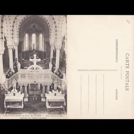 Carte postale Abbaye de N.D. des Dombes - Interieur de l'eglise abbatiale Original